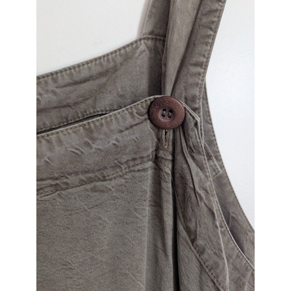 Plus 1X Jumper Pinafore Dress 1X Cottagecore Farm Boho Lagenlook Olive Green USA - Picture 4 of 9